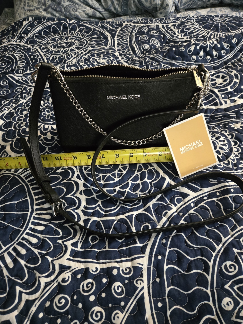 Michael Kors Black Crossbody Bag with Silver Chain